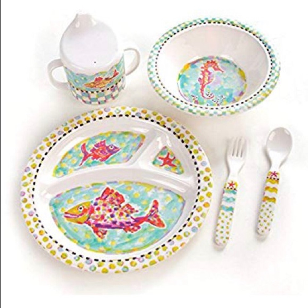 Mackenzie Childs Toddler Happy Fish Dinnerware Set